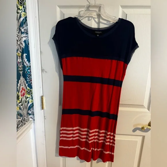 Jason Wu Red and Navy Shift Dress Small - Picture 3 of 7